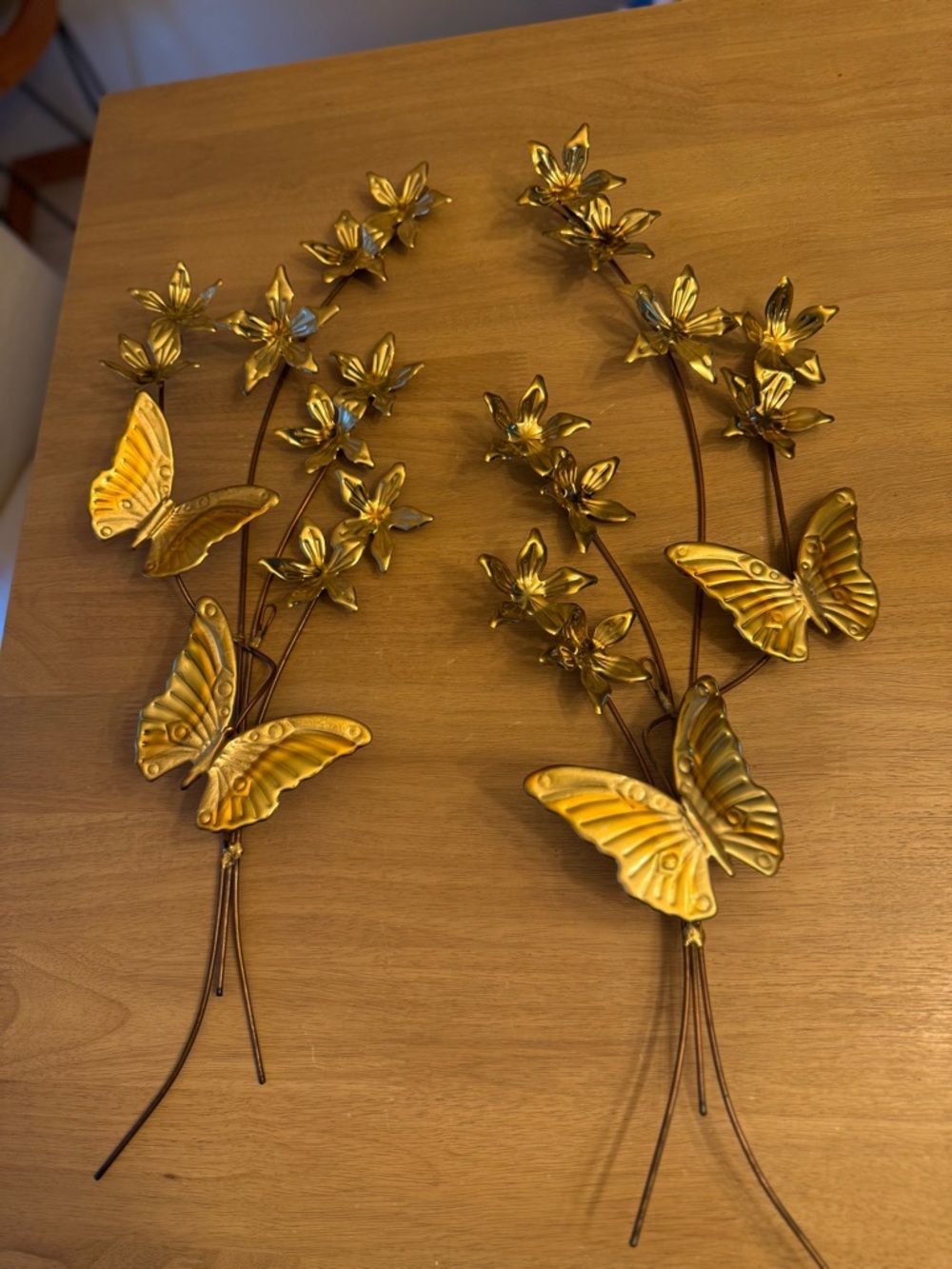 Vtg Home Interiors Homco Copper Brass Flowers & Butterflies Metal Wall Hanging